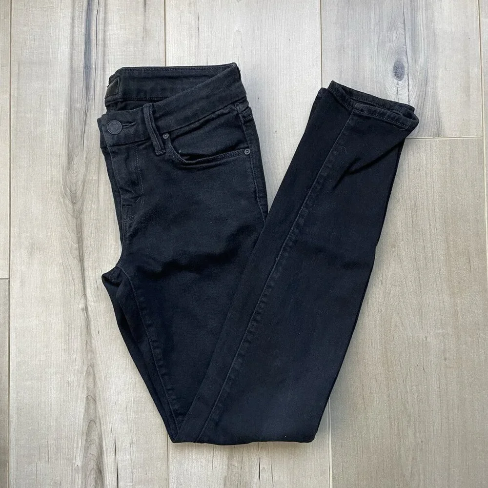 MOTHER The Looker Skinny Jeans Womens 25 Black‎ Mid Rise Minimalist Glam